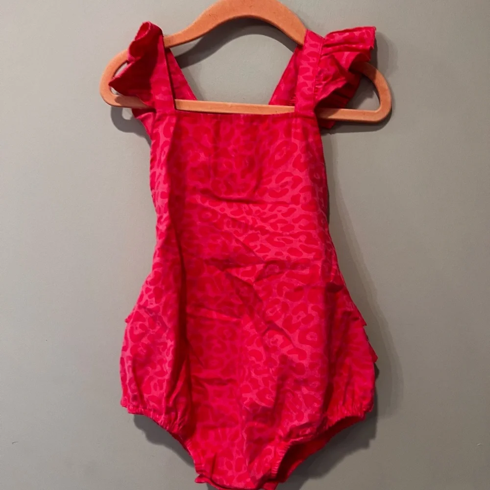 Giselle Poplin Ruffled Strap Bubble Romper, 18-24 months